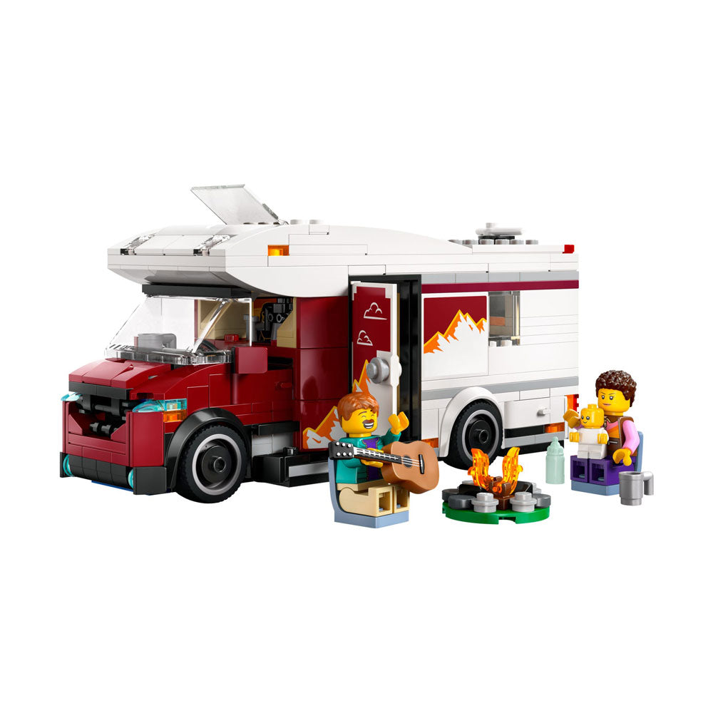 LEGO Holiday adventure Campervan set with people figures on a white background