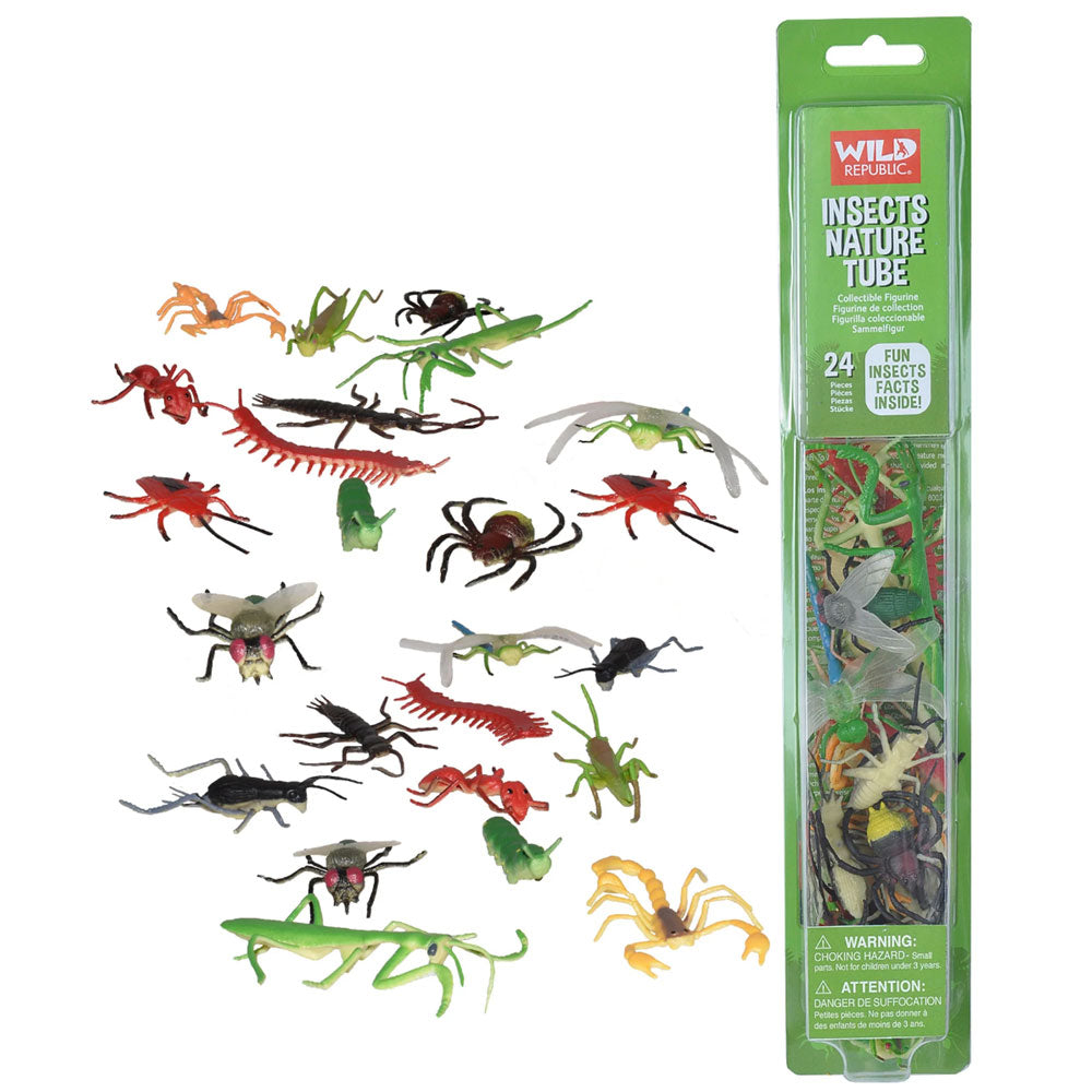 Nature Tube Insects figurines with packaging on a white background