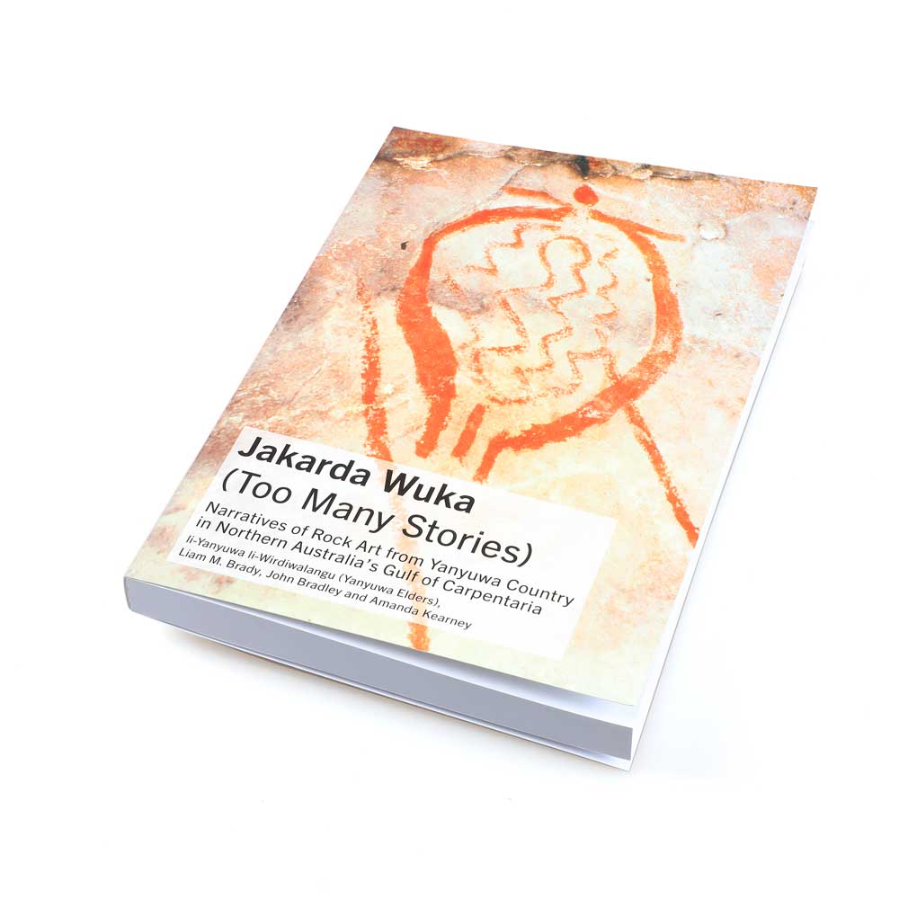 Jakarda Wuka narratives of rock art from Yanyuwa Country in Northern Australia's Gulf of Carpentaria. PHotographed on white background. Australian Museum Shop online