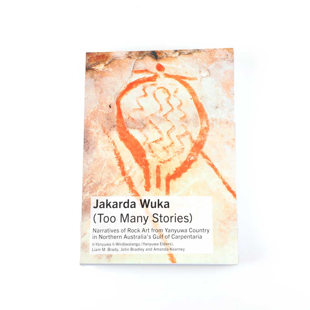 Jakarda Wuka narratives of rock art from Yanyuwa Country in Northern Australia's Gulf of Carpentaria. PHotographed on white background. Australian Museum Shop online