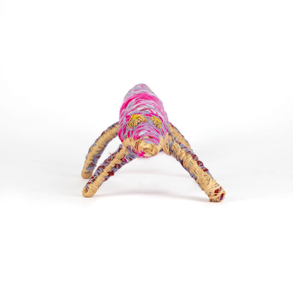 Mouse Sculpture by Tjanpi Weavers artist Tinnimai Bennet on white background