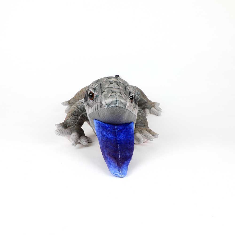 Blue tongue lizard printed plush toy on white background for Australian Museum Shop online