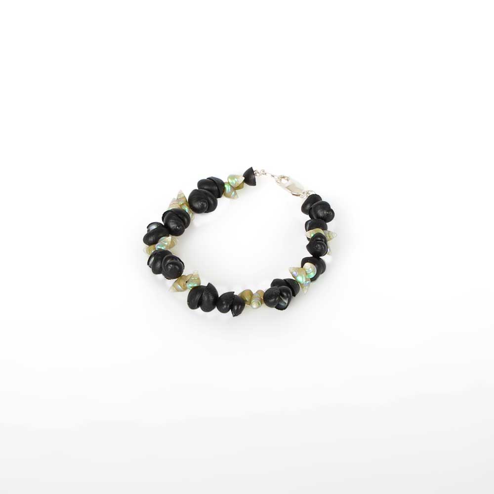 Black Crow and maireener Shell Bracelet on white background