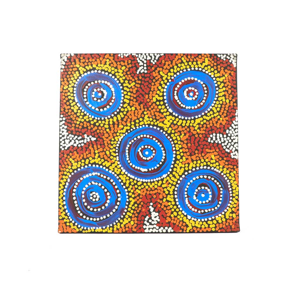 Warlukurlangu Artists 30x30cm handpainted canvas on white background