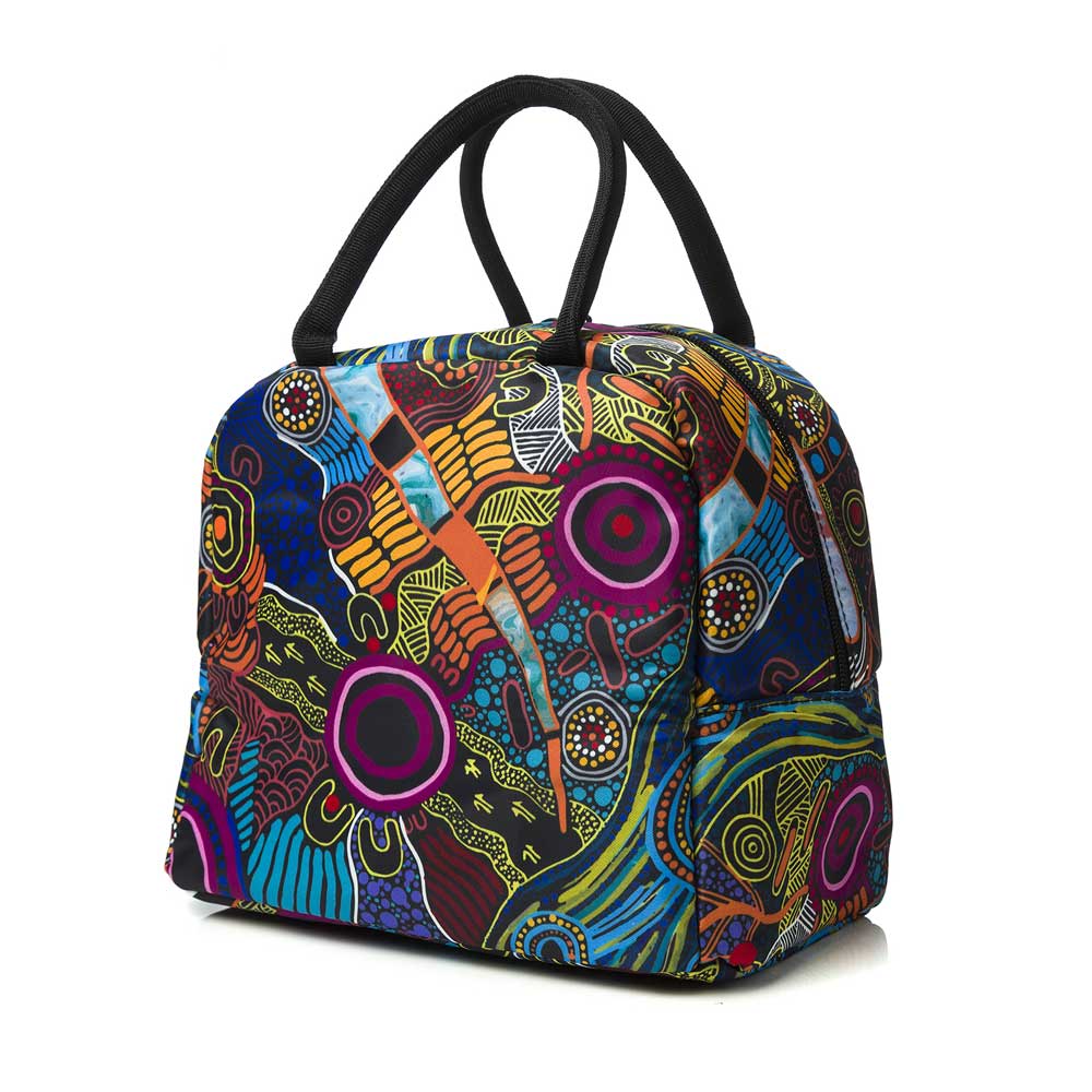 Justin Butler  artwork insulated lunch bag on white background for Australian Museum Shop online