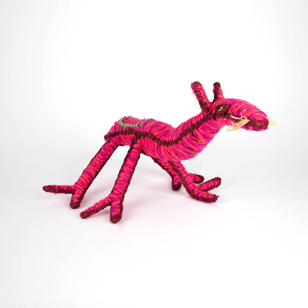 Kamula Camel  Sculpture by Tjanpi Weavers artist Justine Anderson on white background