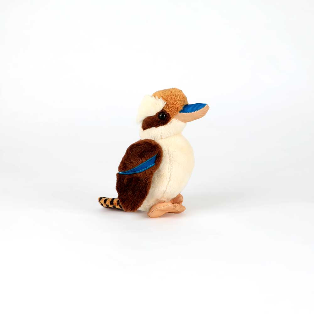 Kookaburra pocketkins plush toy on white background