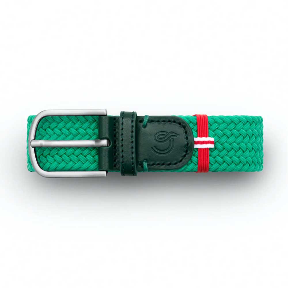 La Boucle Bari belt. Braided elastic, leather, metal buckle. Australian Museum Shop online