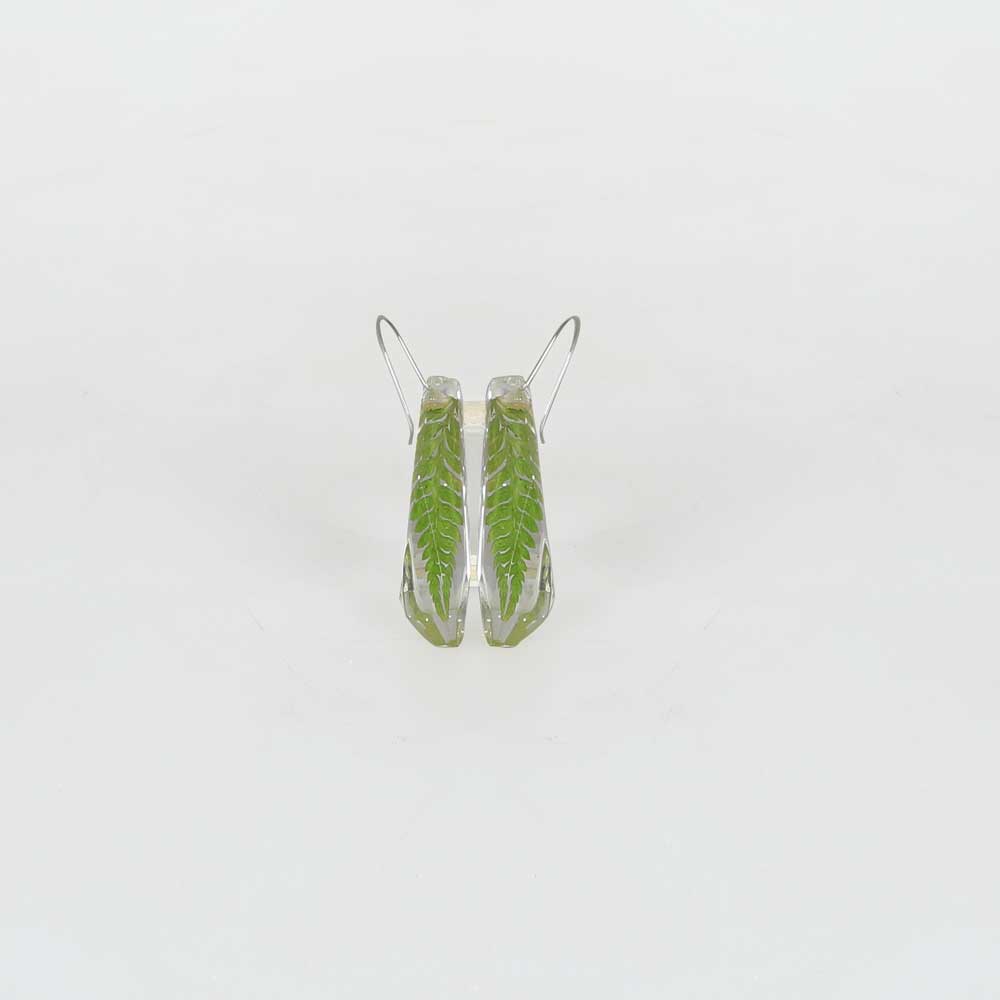 Little fern facetted dangle earrings on white background for Australian Museum Shop online