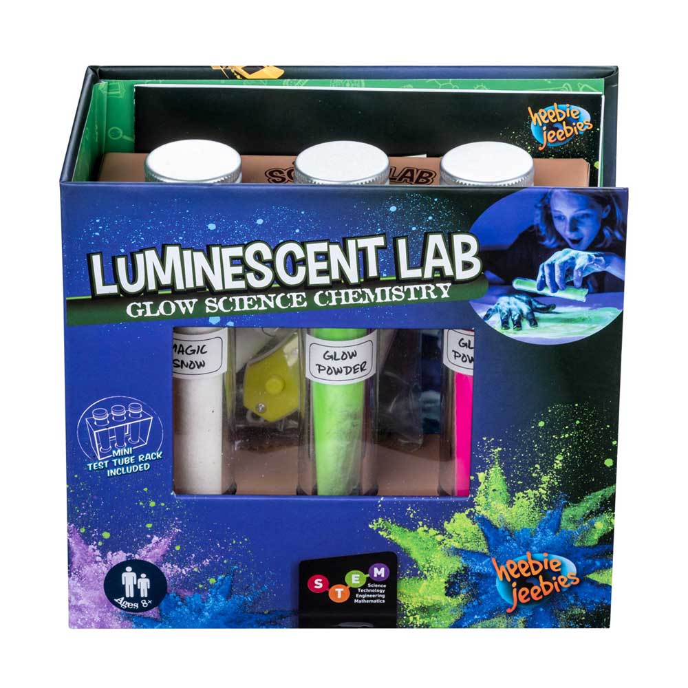 Luminescent lab chemistry kit photographed against white background. Australian Museum shop online