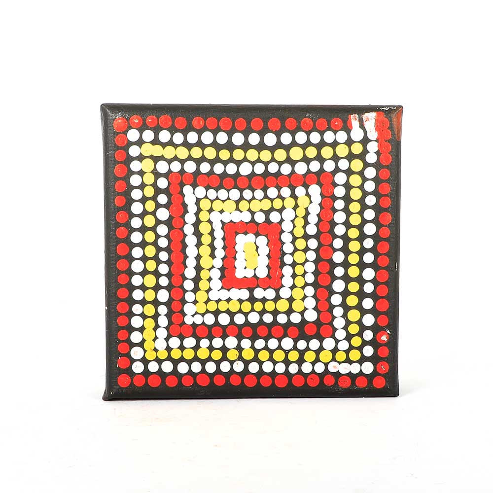 Warlukurlangu artists handpainted canvas 130x130mm on white background for Australian Museum Shop online