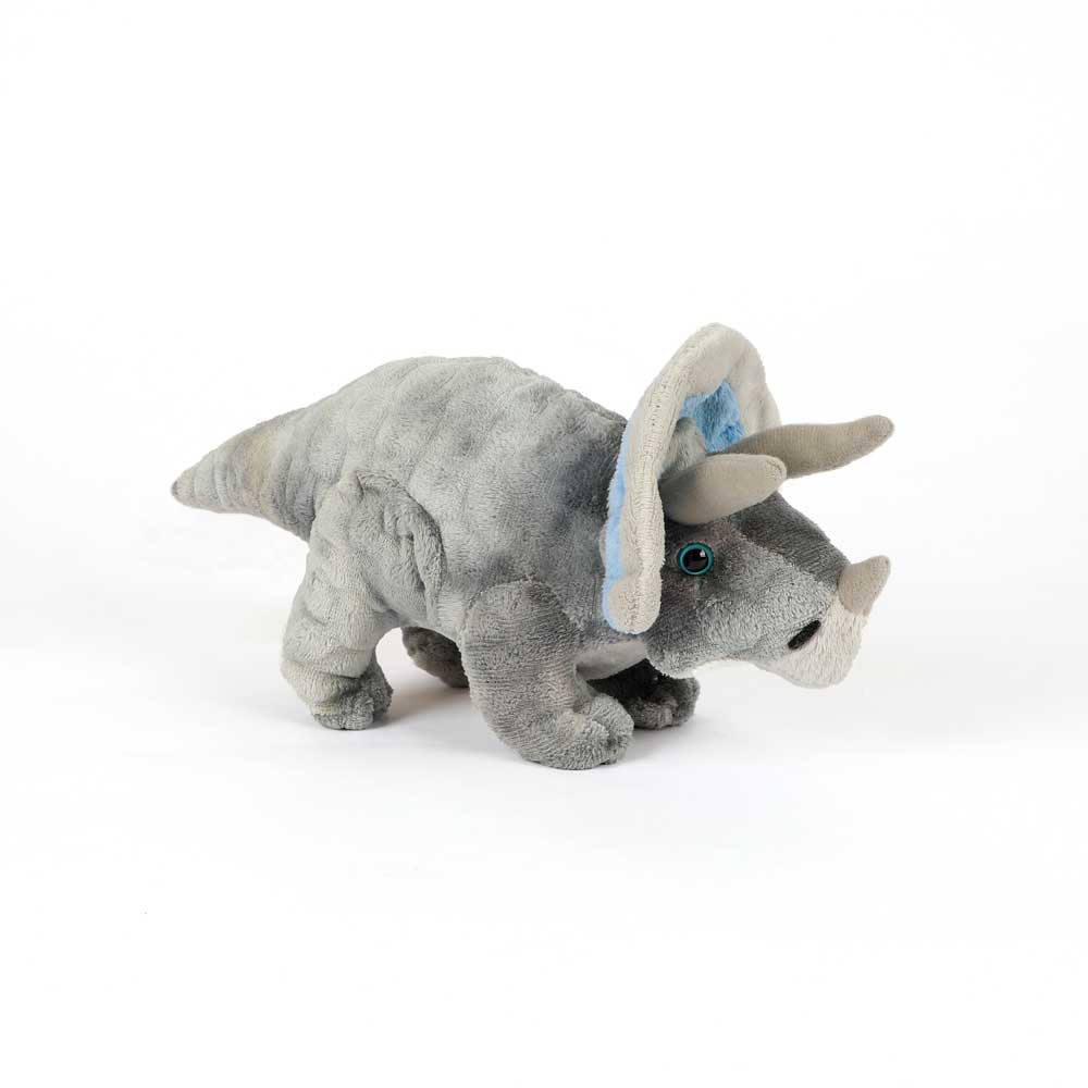 Mini Triceratops Plush Toy on white background for Australian Museum Shop online