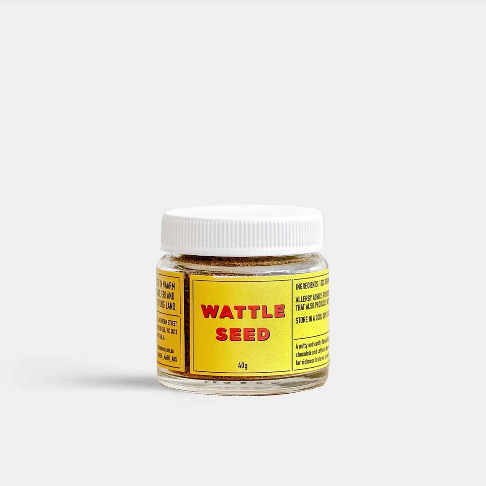 Wattle seed spice Mabu Mabu, on white background