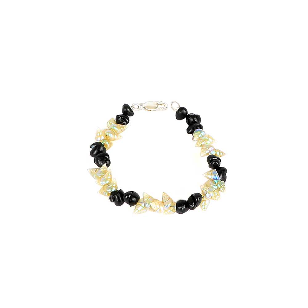 Black Crow and maireener Shell Bracelet on white background