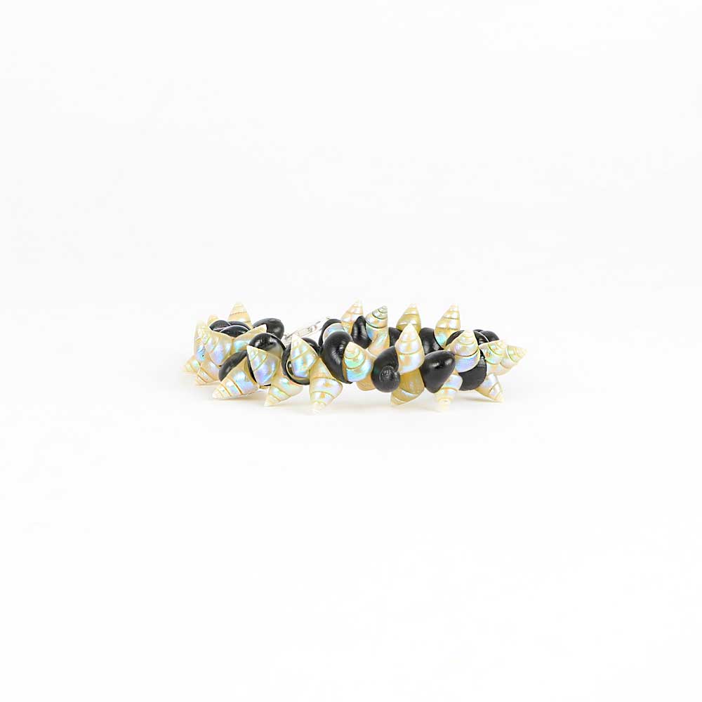 Black Crow and Maireener Shell Bracelet by Jeanette James on white background