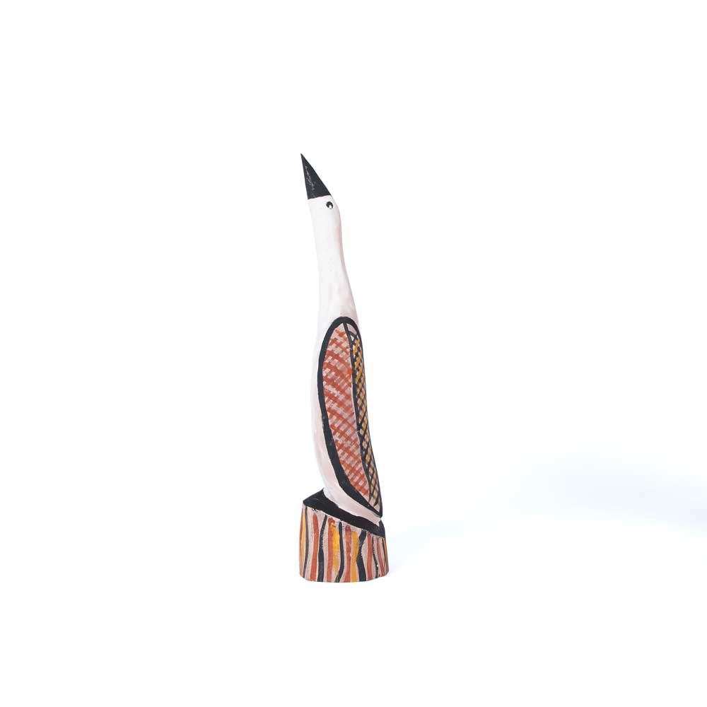 Michael Munkara White Sea Bird handcarved hardwood sculpture photographed on white background