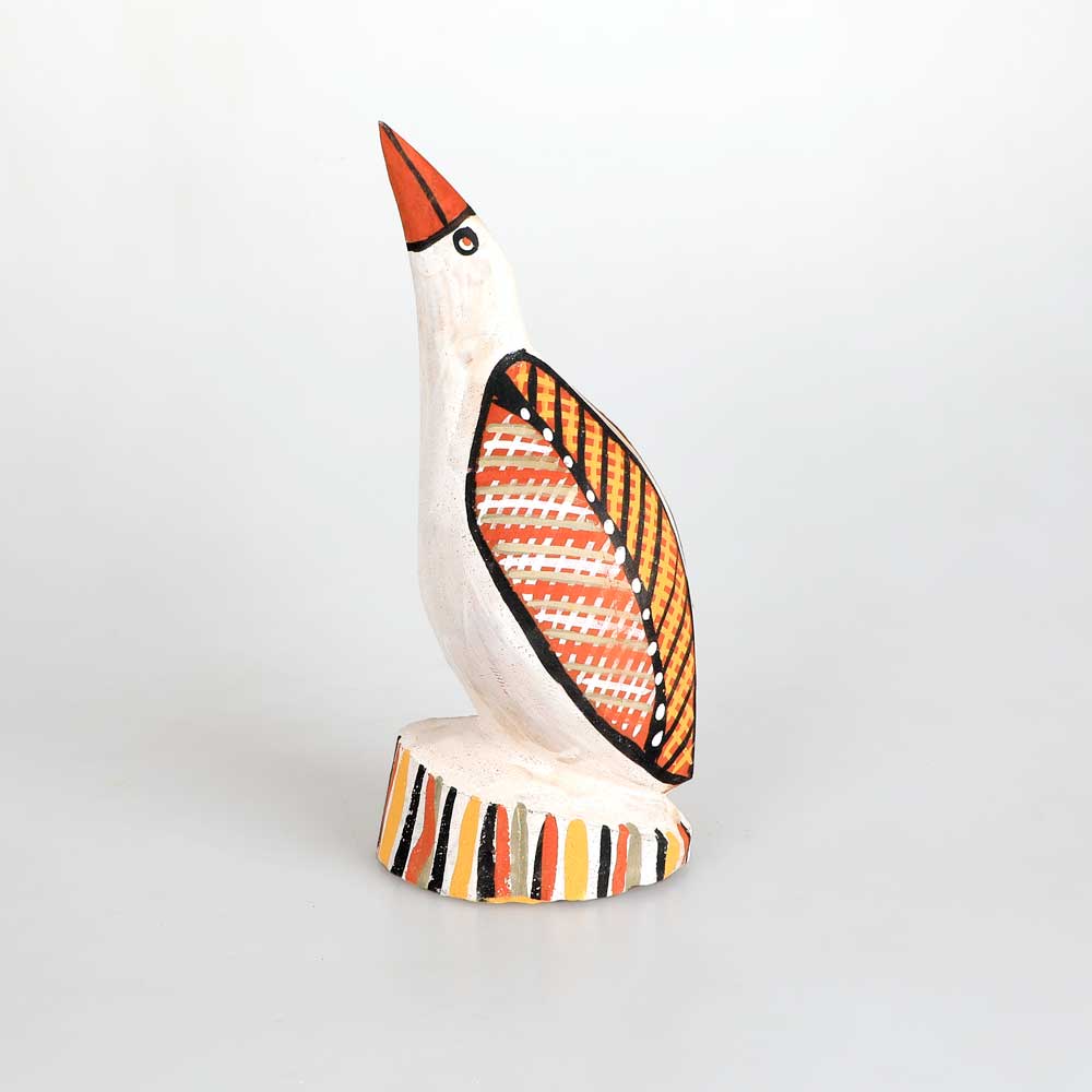 Michael Munkara whiteSea bird sculpture on white background for Australian Museum Shop online