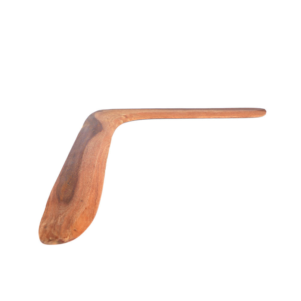 Returning Boomerang handcarved wood by Milmullian, Laurence Magick Denis, on white background