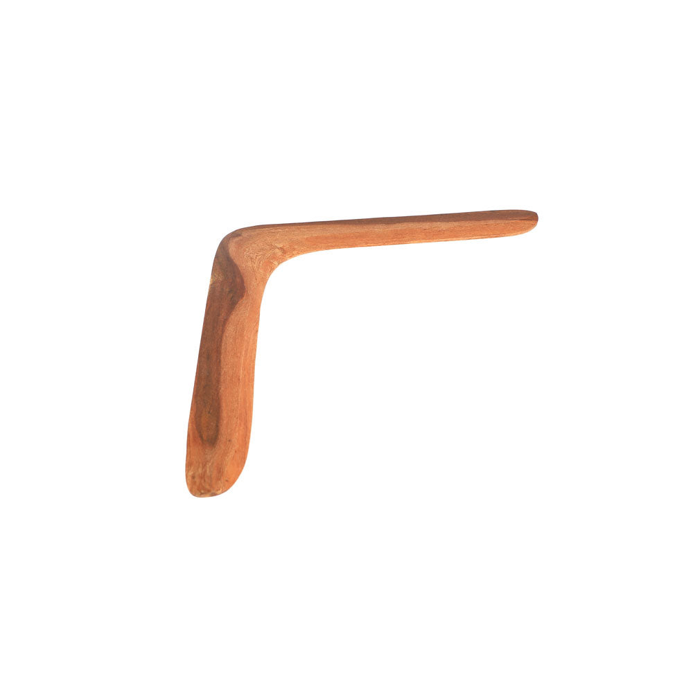 Returning Boomerang handcarved wood by Milmullian, Laurence Magick Denis, on white background