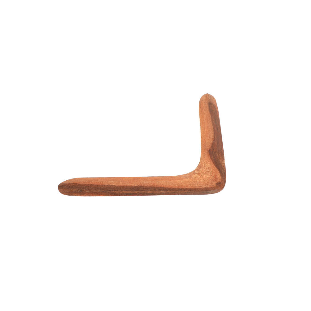 Returning Boomerang handcarved wood by Milmullian, Laurence Magick Denis, on white background