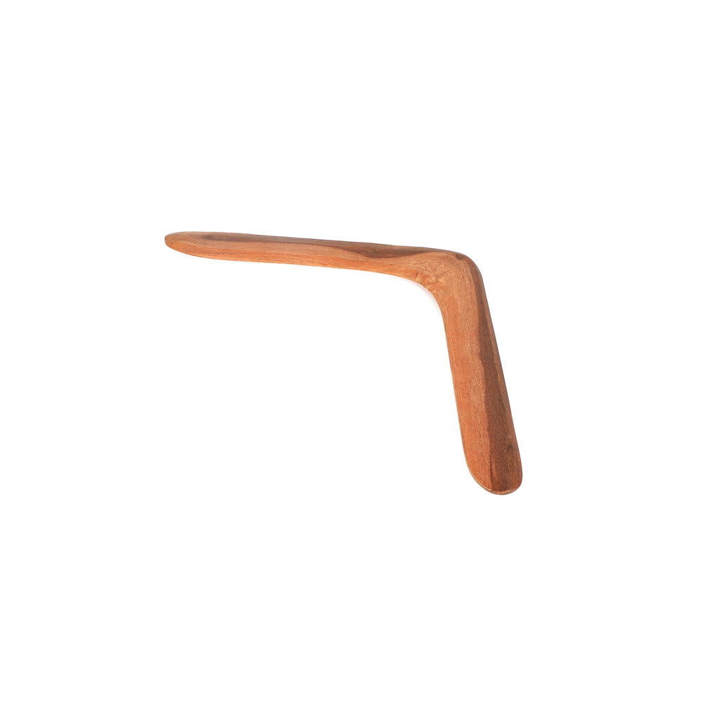Returning Boomerang handcarved wood by Milmullian, Laurence Magick Denis, on white background