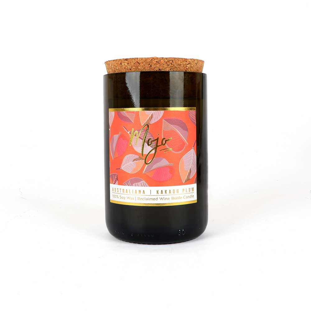 Kakadu plum soy wax Mojo candle on white background