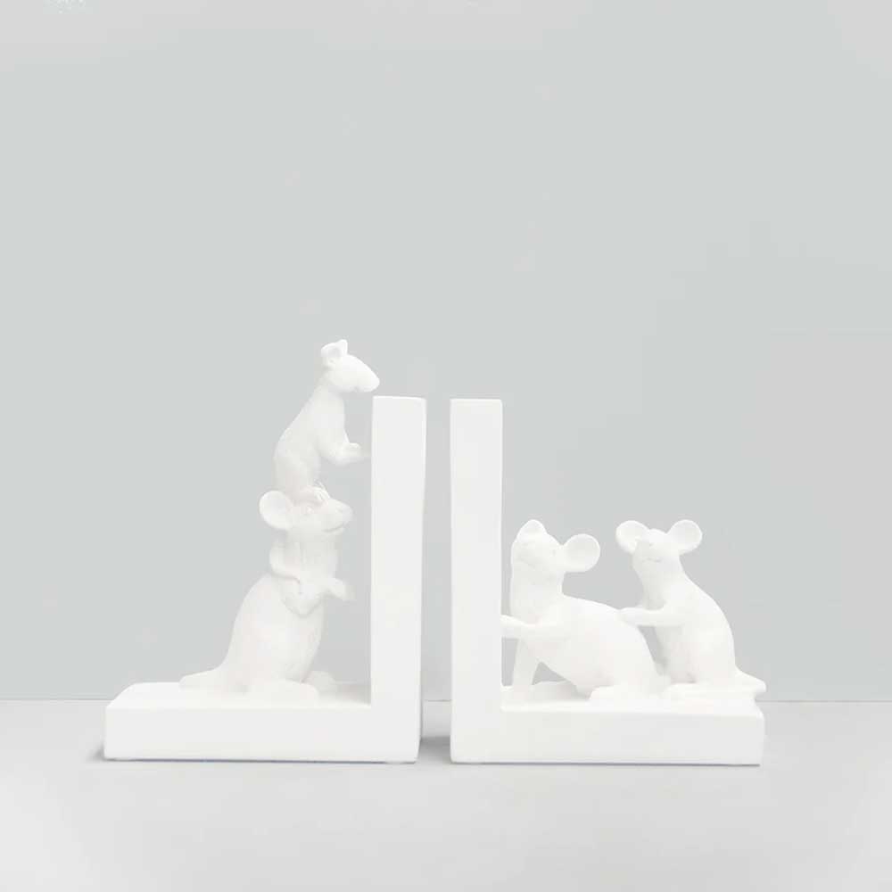 resin bookends in white mice photographed on white background for Australian Museum Shop online