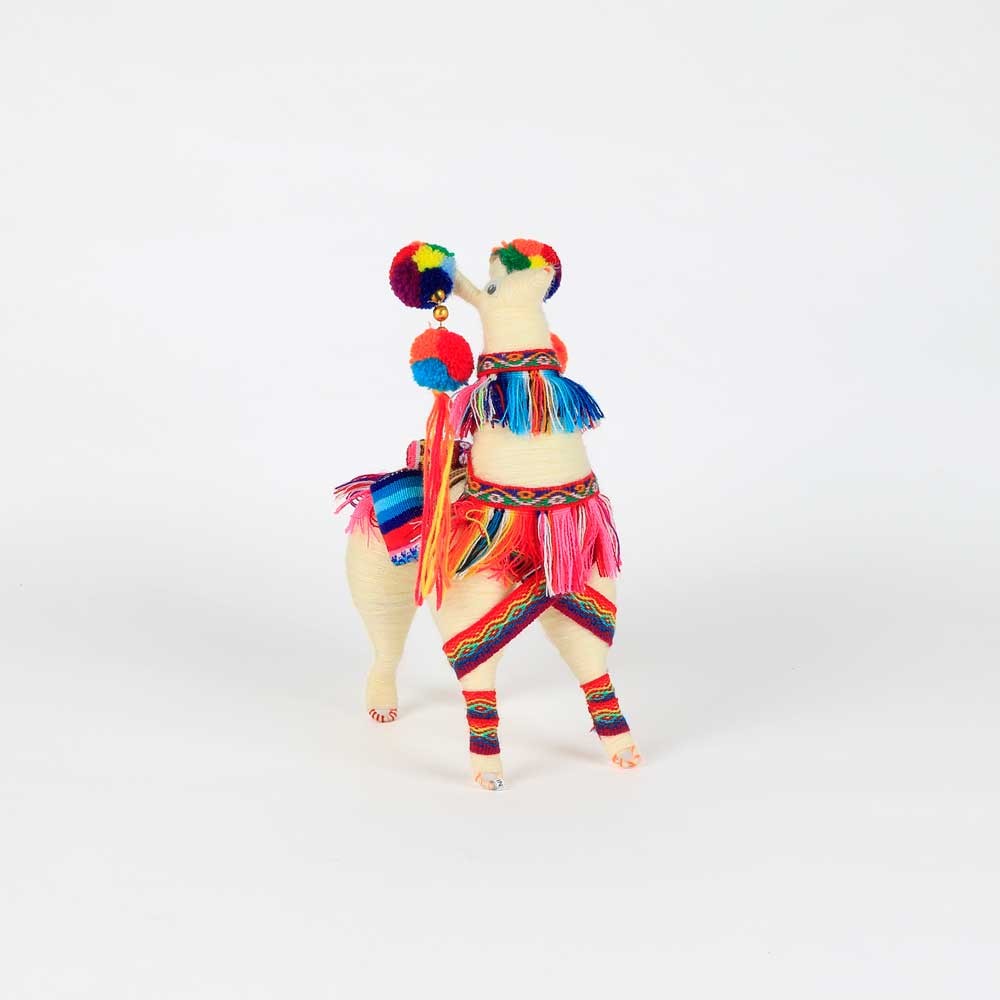 Colourful Spun Wool Llama on white background