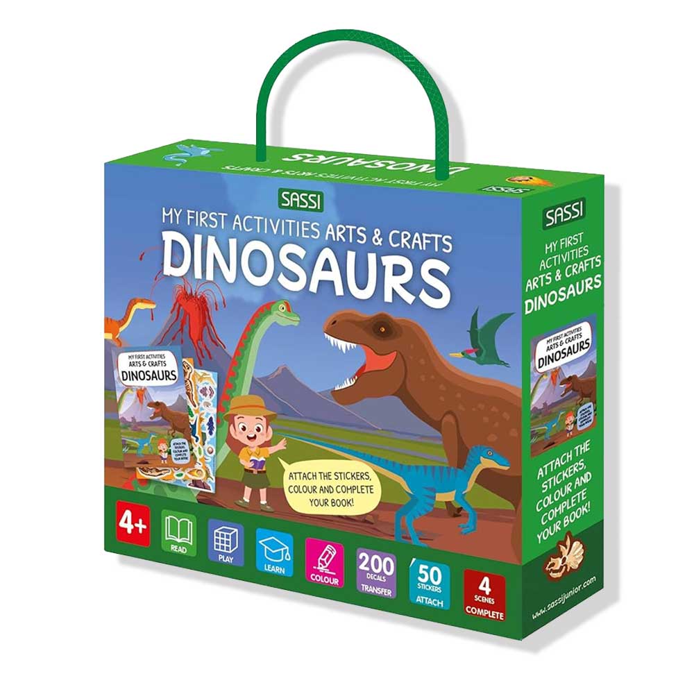 Dinosaur art and craft kit photographed on white background for Australian Museum Shop online