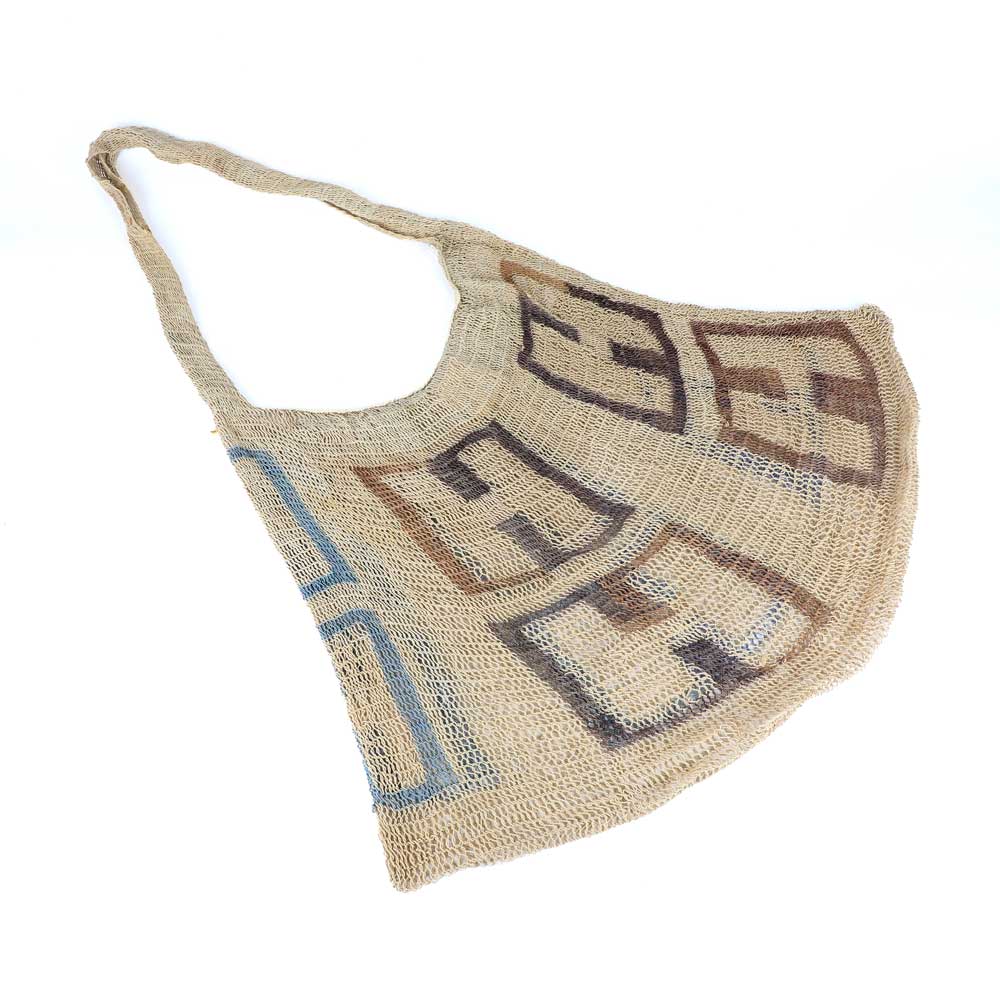 Large natural Bilum Bag from the sepik River region of Papua New Guinea, on white background