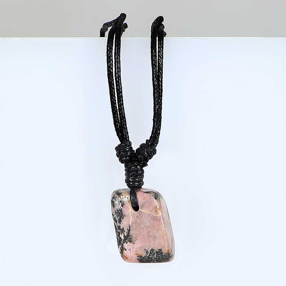 November birthstone pendant on leather and fibre necklace on white background for Australian Museum Shop online