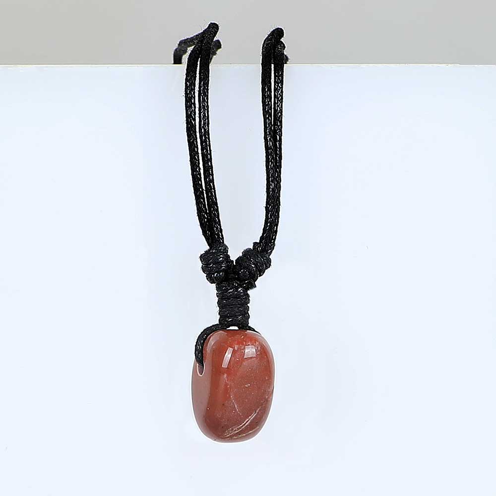 October birthstone pendant on leather and fibre necklace on white background for Australian Museum Shop online