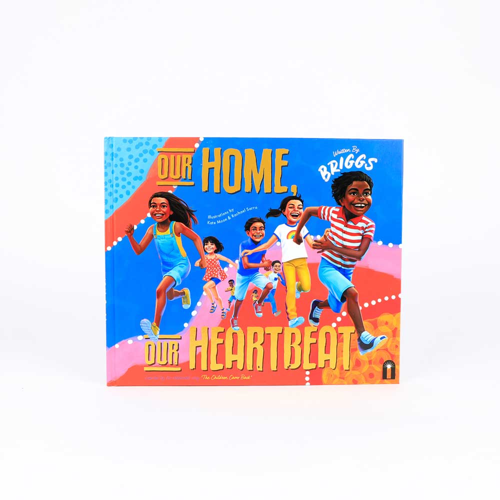 Our home our heartbeat children's book by Briggs, on white background