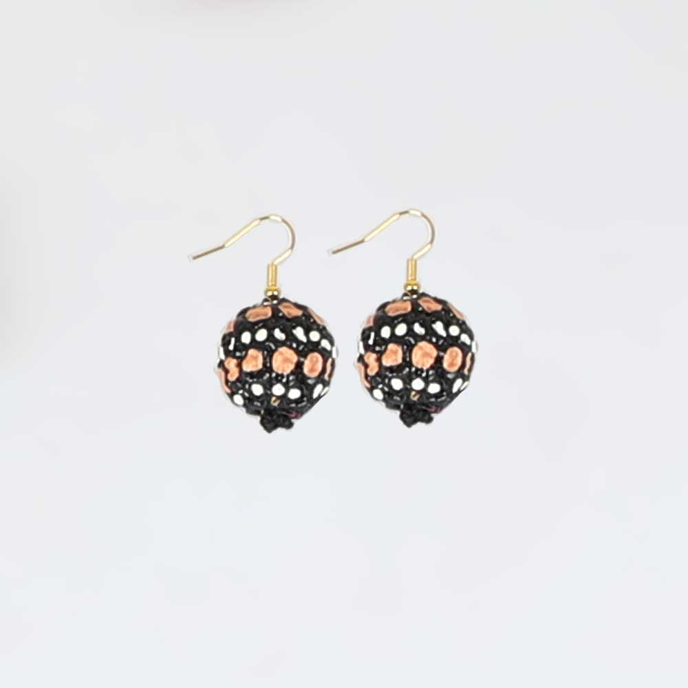 Painted seed earrings on white background