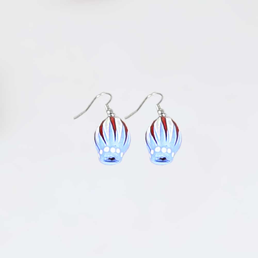 Painted seed earrings on white background