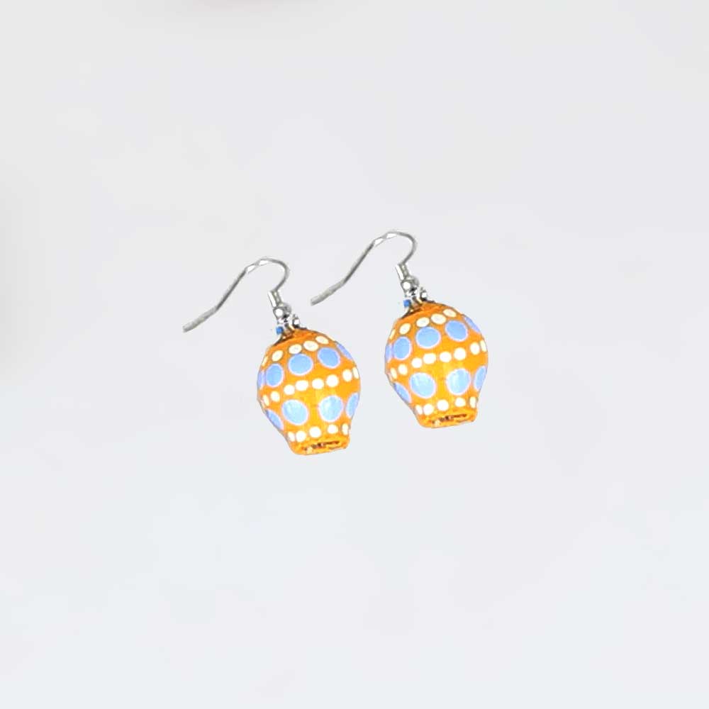 Painted seed earrings on white background