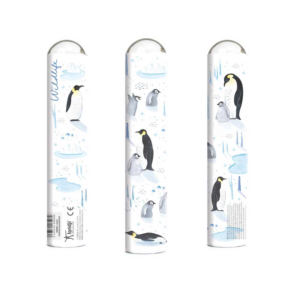 Penguin illustrated kaleidoscope photographed on white background. Australian Museum Shop online