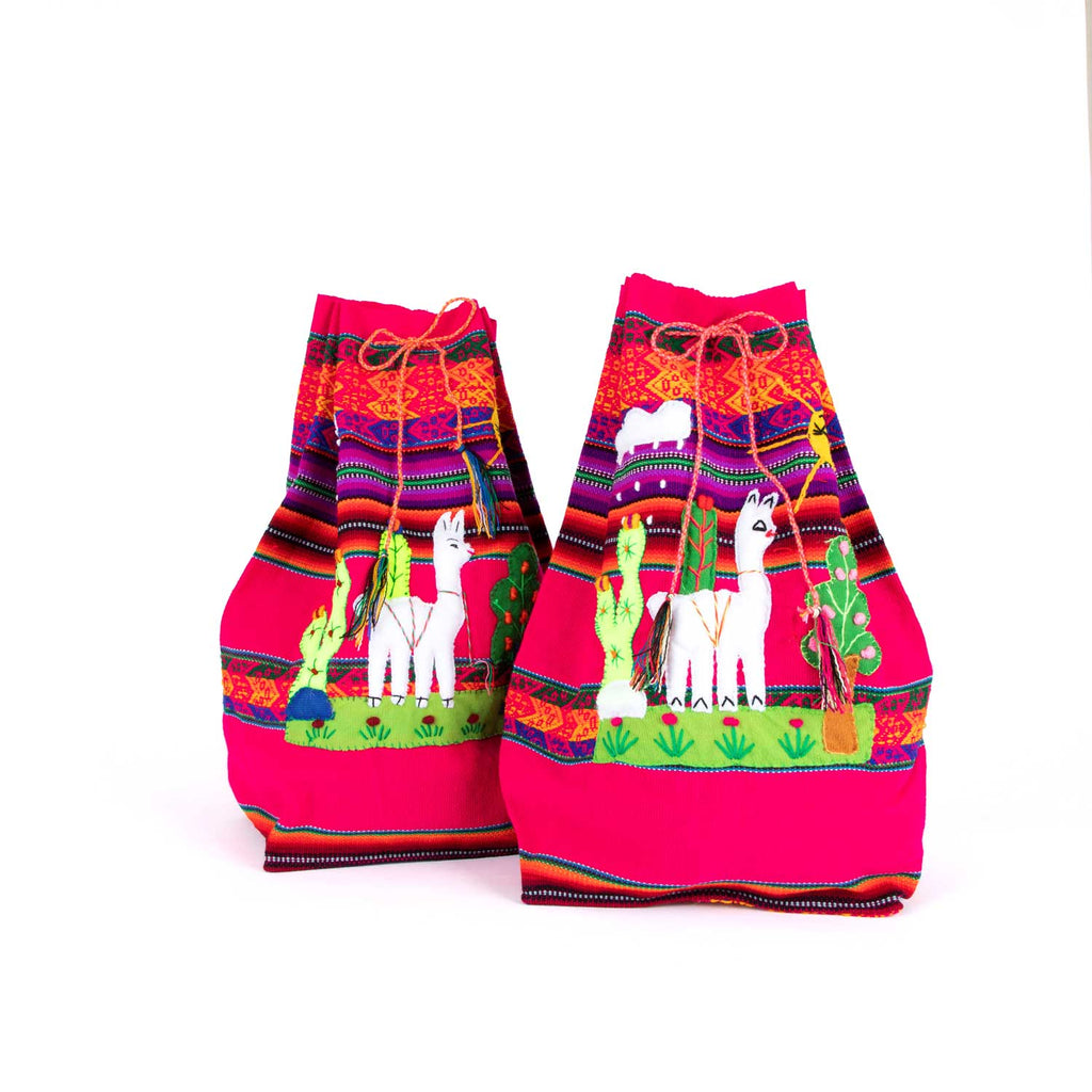 Appliqué backpacks from Peru