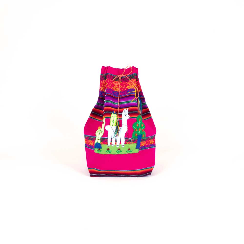 Pink Appliqué backpack from Peru