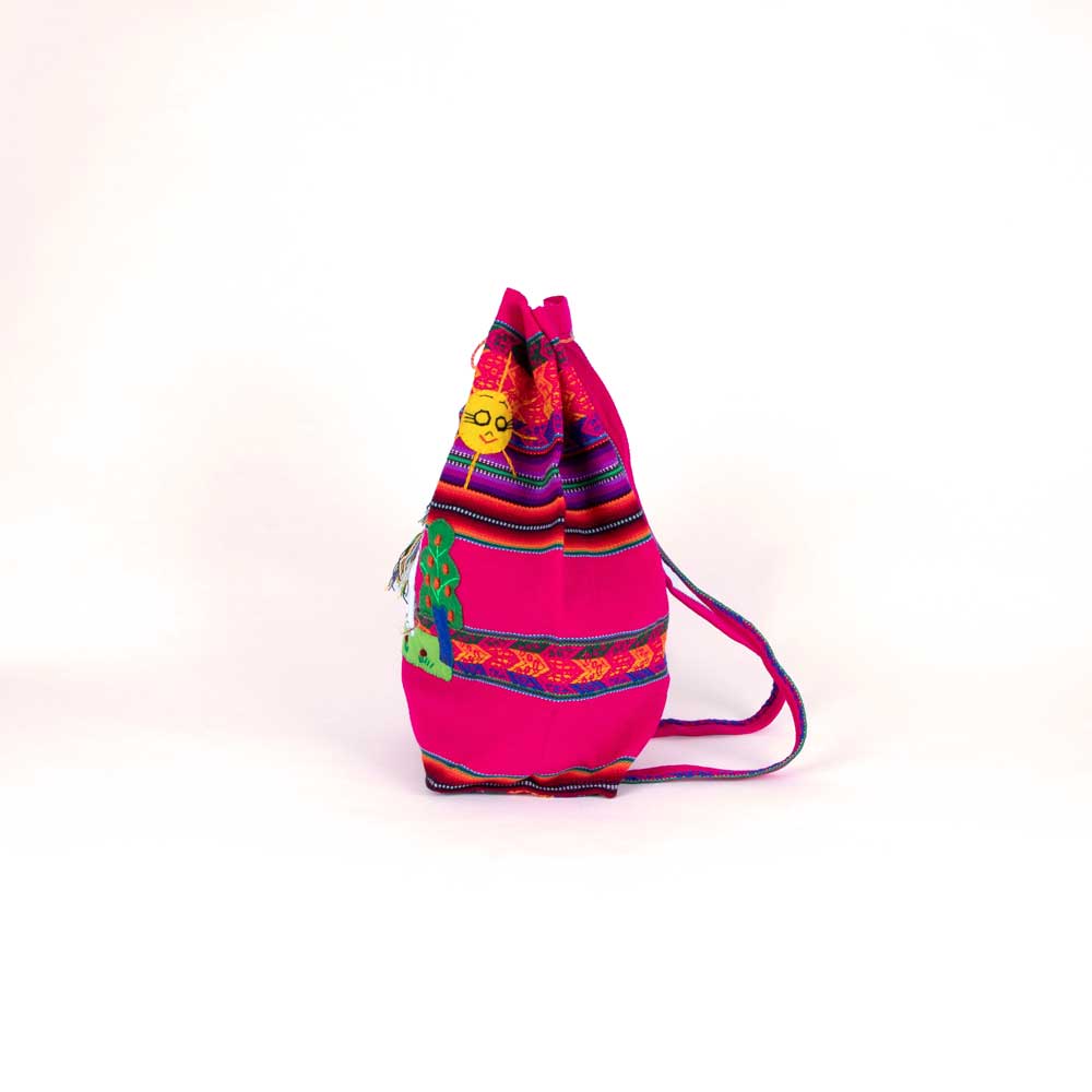 Pink Appliqué backpack from Peru