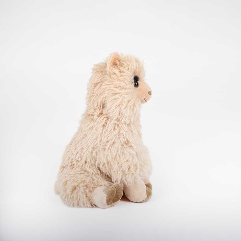 Plush Alpaca in natural tone recycled PET plush on white background