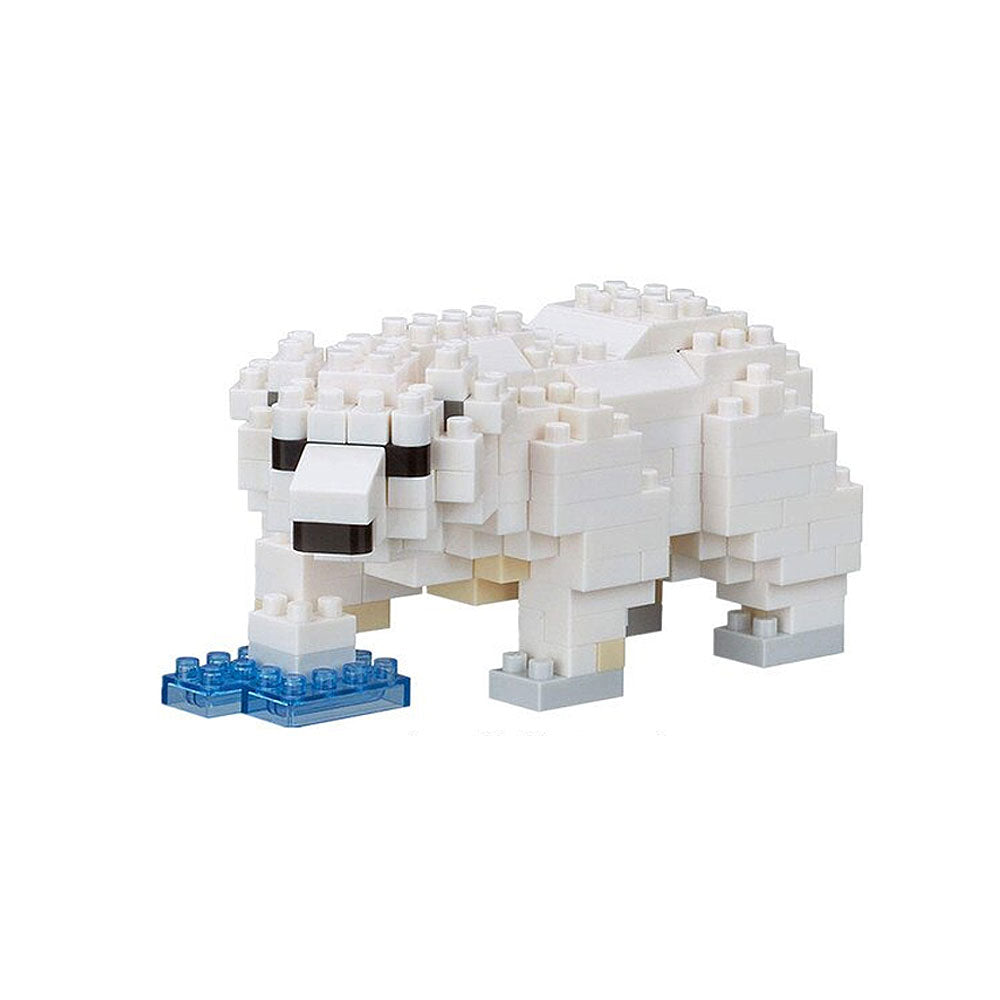 Polar bear nanoblock photographed on white background Australian Museum Shop online