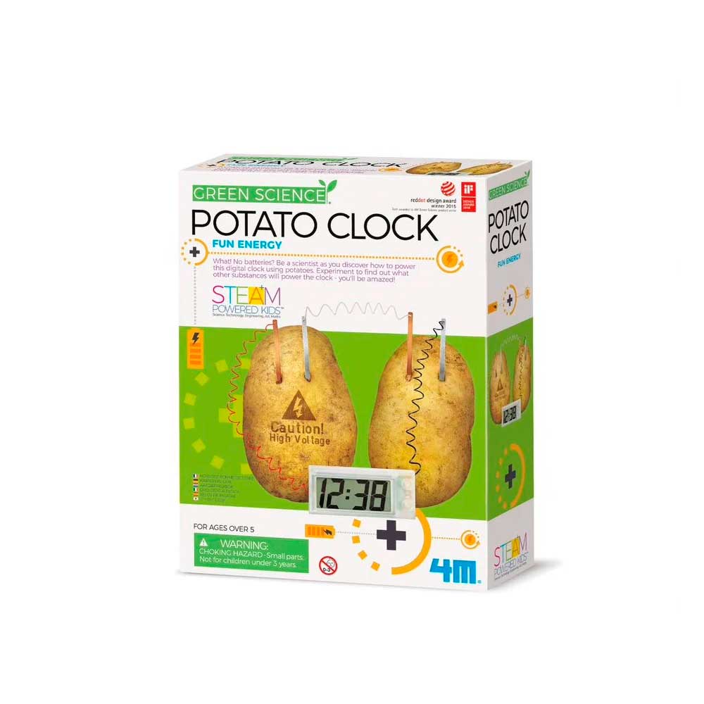 Potato clock kit on white background