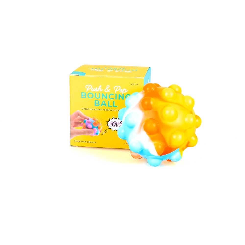 Push and pop bouncing ball on white background for Australian Museum Shop online
