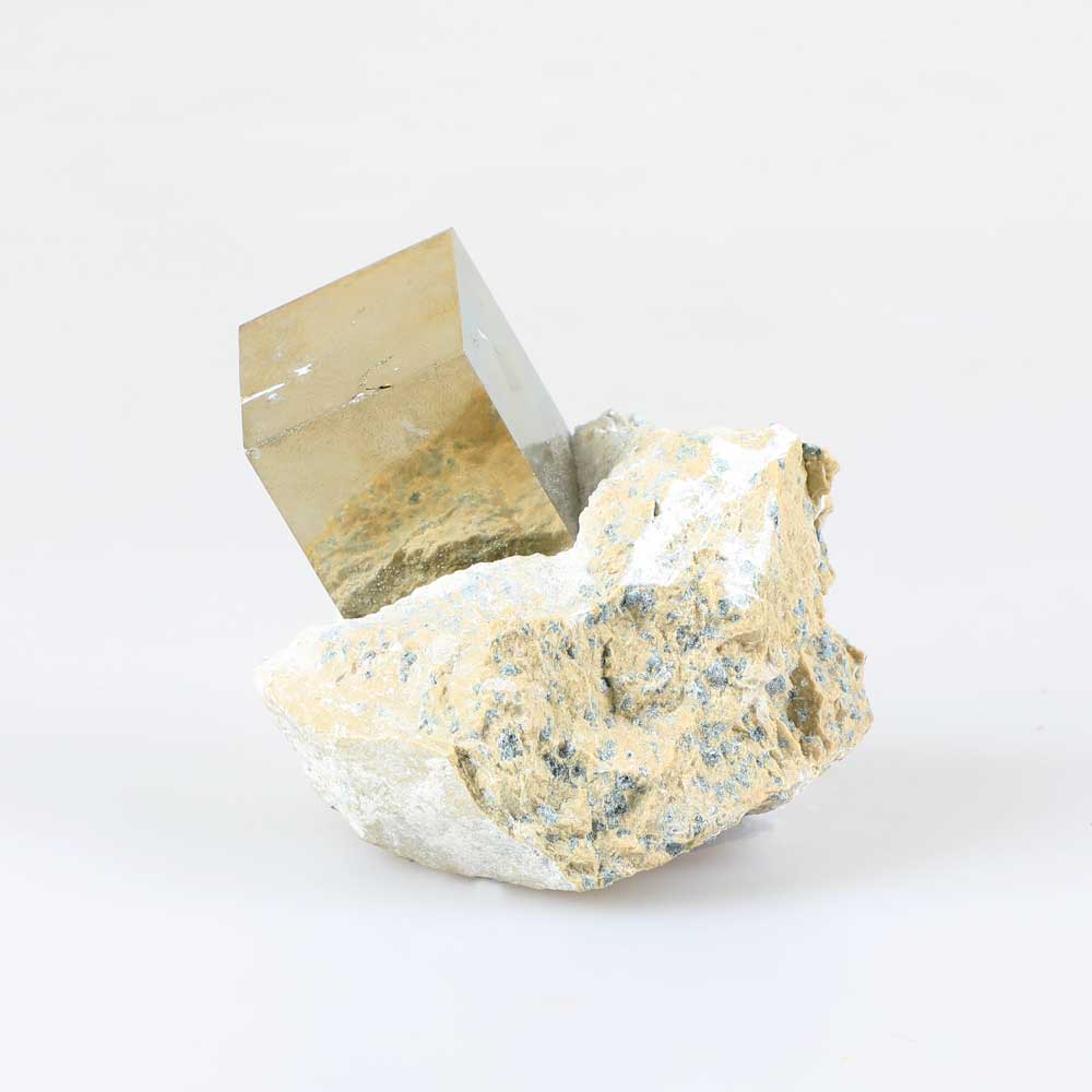 Pyrite Cube specimen on white background