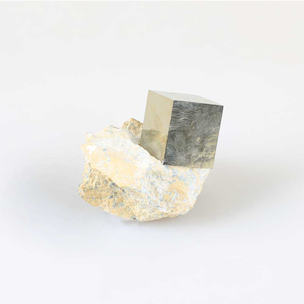Pyrite Cube specimen on white background