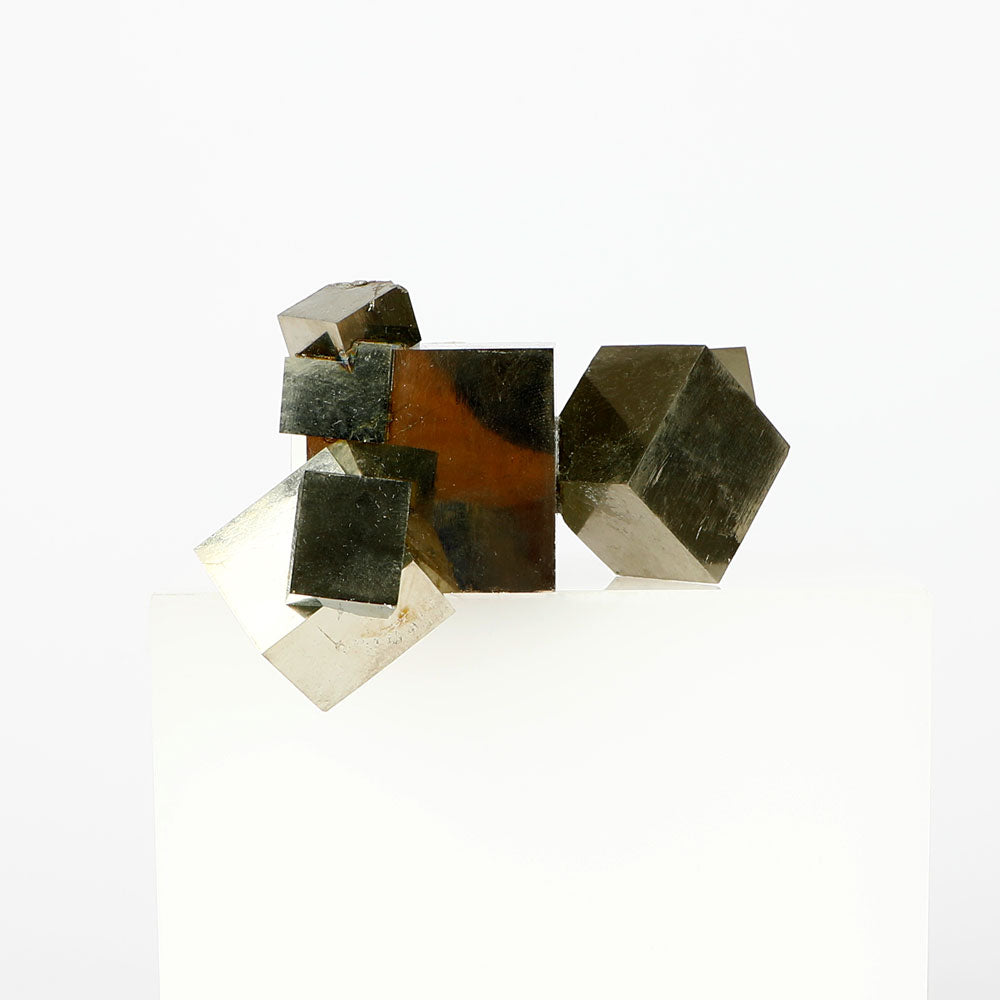 Natural Pyrite Mineral Specimen of Cubic Crystal Clusters on white background