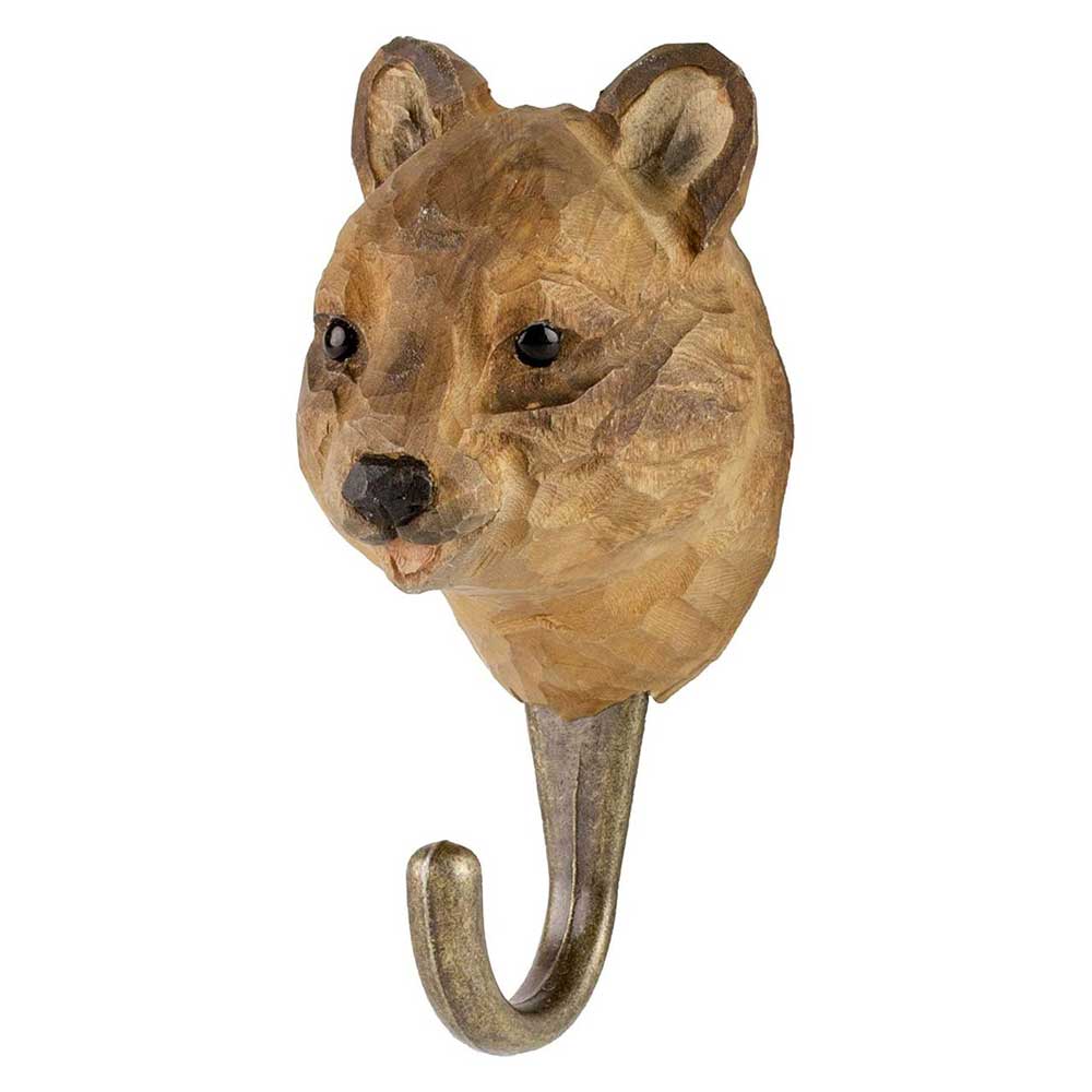 Quokka hook hand carved pine, on white background