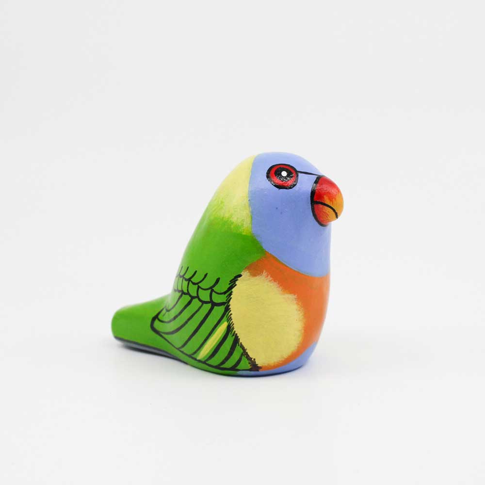 Rainbow lorikeet ceramic hand painted paperweight and single tone whistle