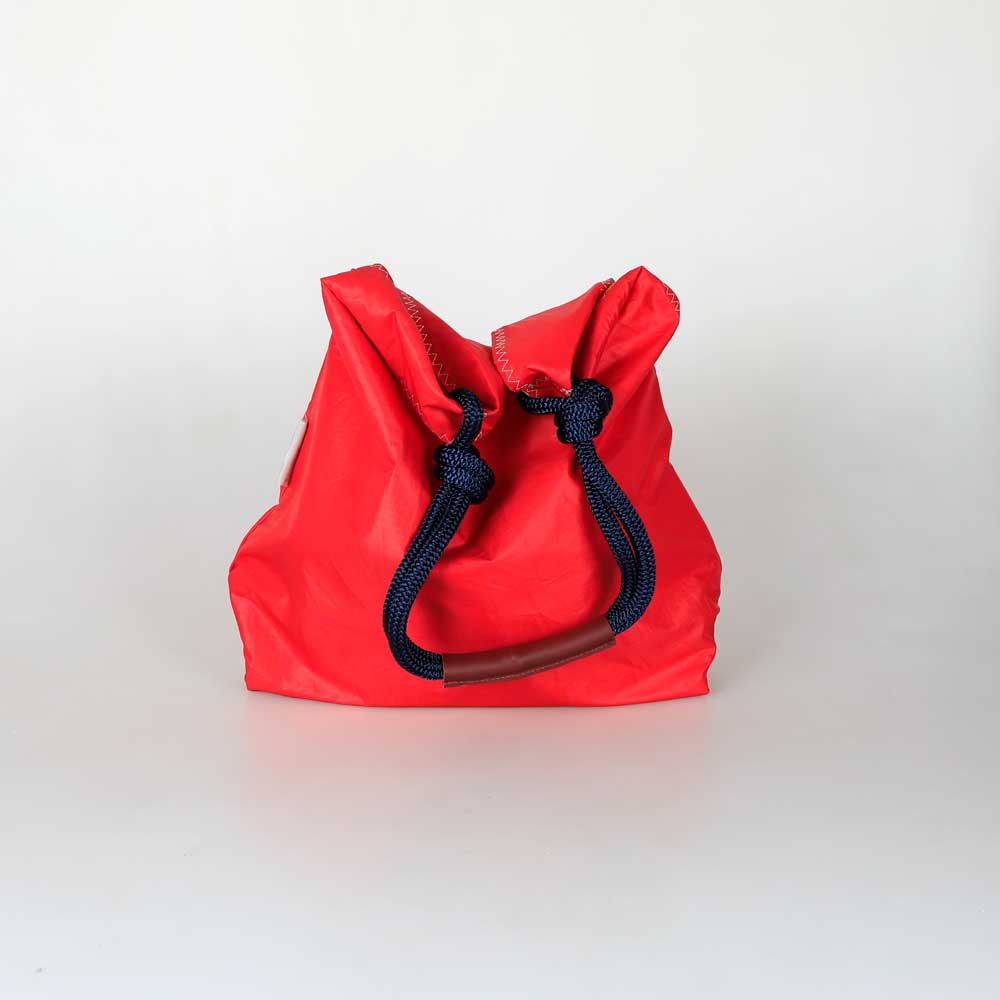 Red  seashopper sailcloth bag on white background for Australian Museum Shop online